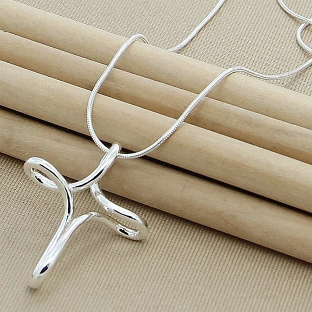 925 Sterling Silver Cross Chain Necklace Wedding Engagement Gift Women - Picture 6 of 6